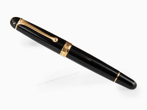 Pluma Estilográfica Aurora 88 Big, Resina Negra, PVD Oro, 800