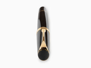 Pluma Estilográfica Aurora 88 Big, Resina Negra, PVD Oro, 800