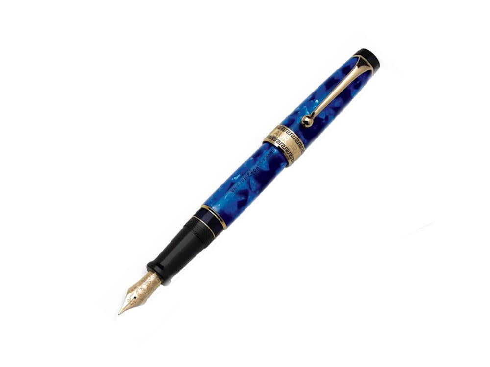 Pluma Estilográfica Aurora Optima, Auroloide, Azul, PVD Oro, 996B