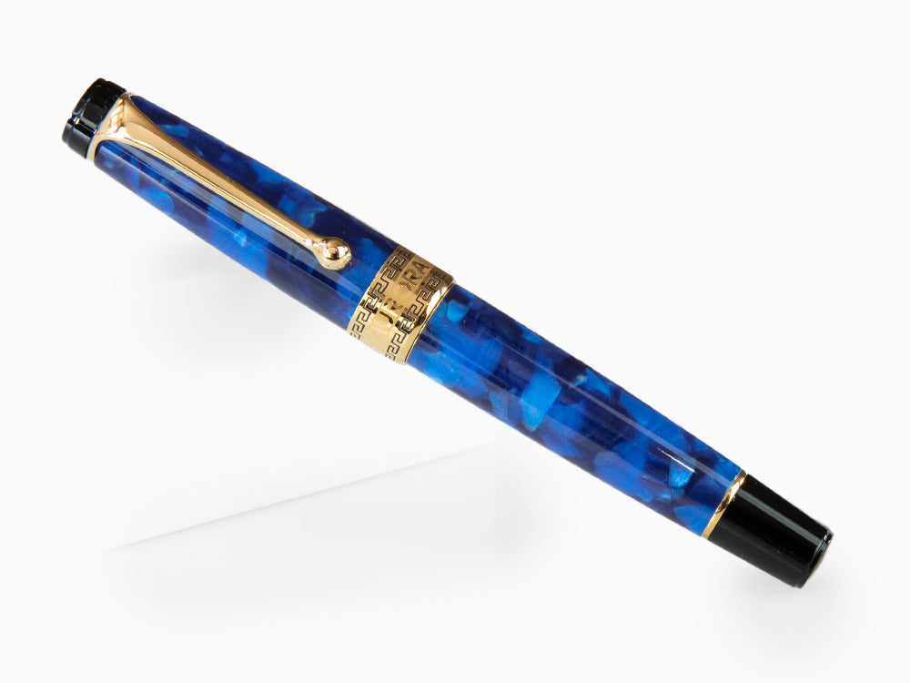 Pluma Estilográfica Aurora Optima, Auroloide, Azul, PVD Oro, 996B