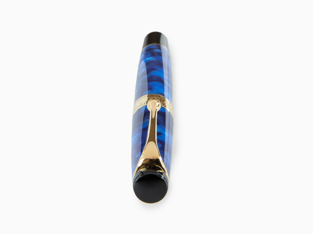 Pluma Estilográfica Aurora Optima, Auroloide, Azul, PVD Oro, 996B