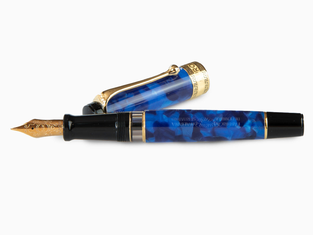 Pluma Estilográfica Aurora Optima, Auroloide, Azul, PVD Oro, 996B