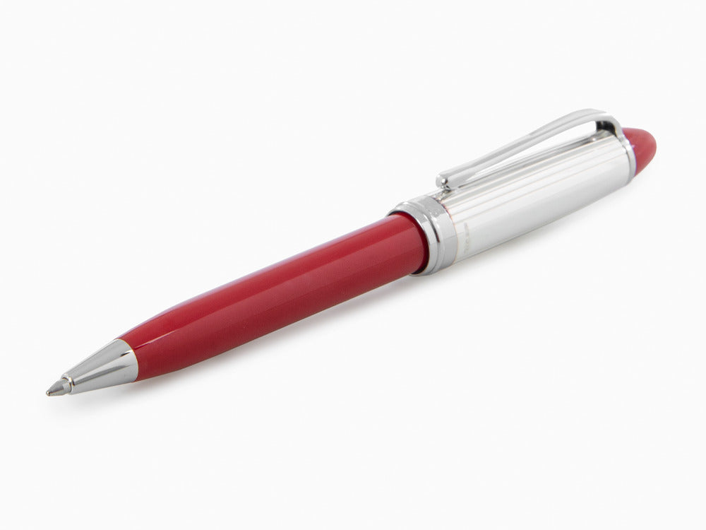 Bolígrafo Aurora Ipsilon Silver - Plata Maciza y Resina Roja - B34CR