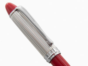 Bolígrafo Aurora Ipsilon Silver - Plata Maciza y Resina Roja - B34CR