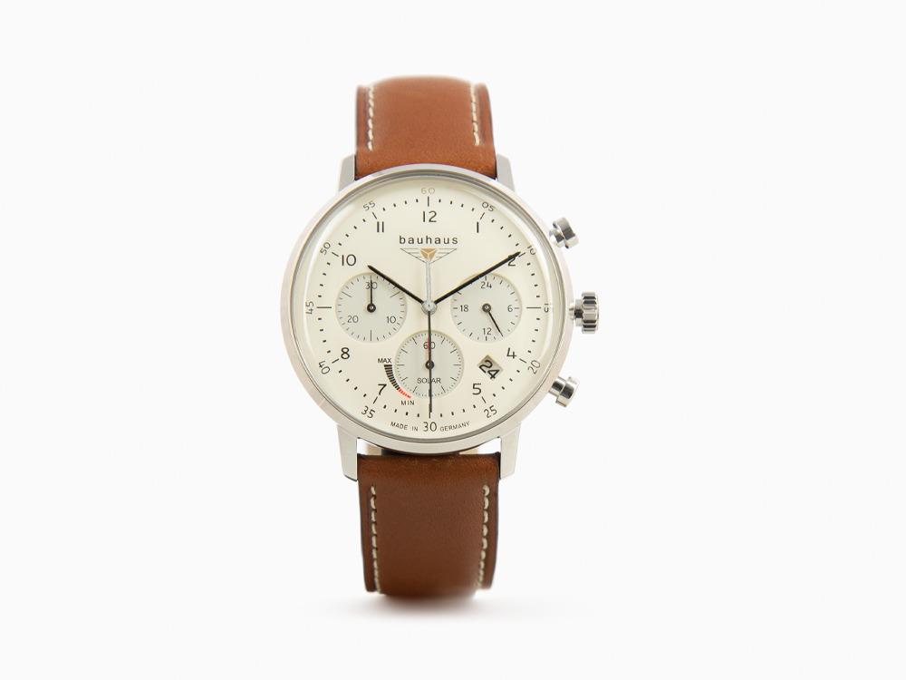 Reloj de Cuarzo Bauhaus Solar Chronograph, Beige, 41 mm, Día, 2086-5