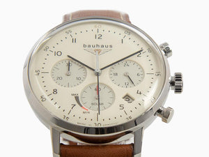 Reloj de Cuarzo Bauhaus Solar Chronograph, Beige, 41 mm, Día, 2086-5