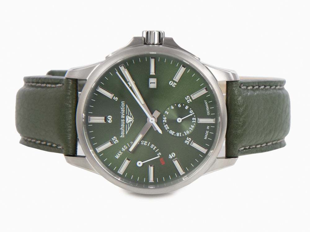 Reloj Automático Bauhaus Aviation, Titanio, Verde, 42 mm, Día, 2860-4