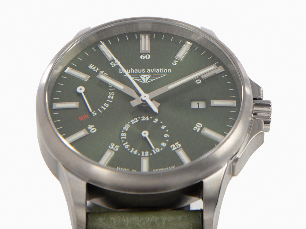 Reloj Automático Bauhaus Aviation, Titanio, Verde, 42 mm, Día, 2860-4