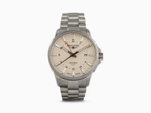 Reloj Automático Bauhaus Aviation, Titanio, Beige, 42 mm, 8205, GMT, 2868M-5