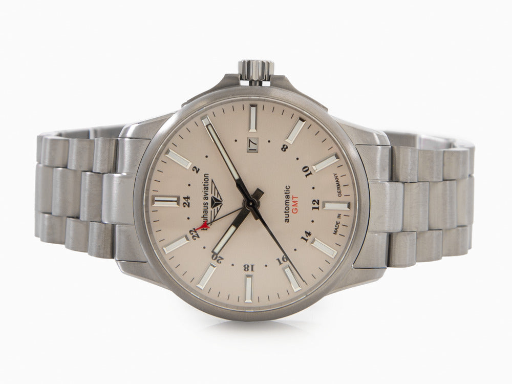 Reloj Automático Bauhaus Aviation, Titanio, Beige, 42 mm, 8205, GMT, 2868M-5