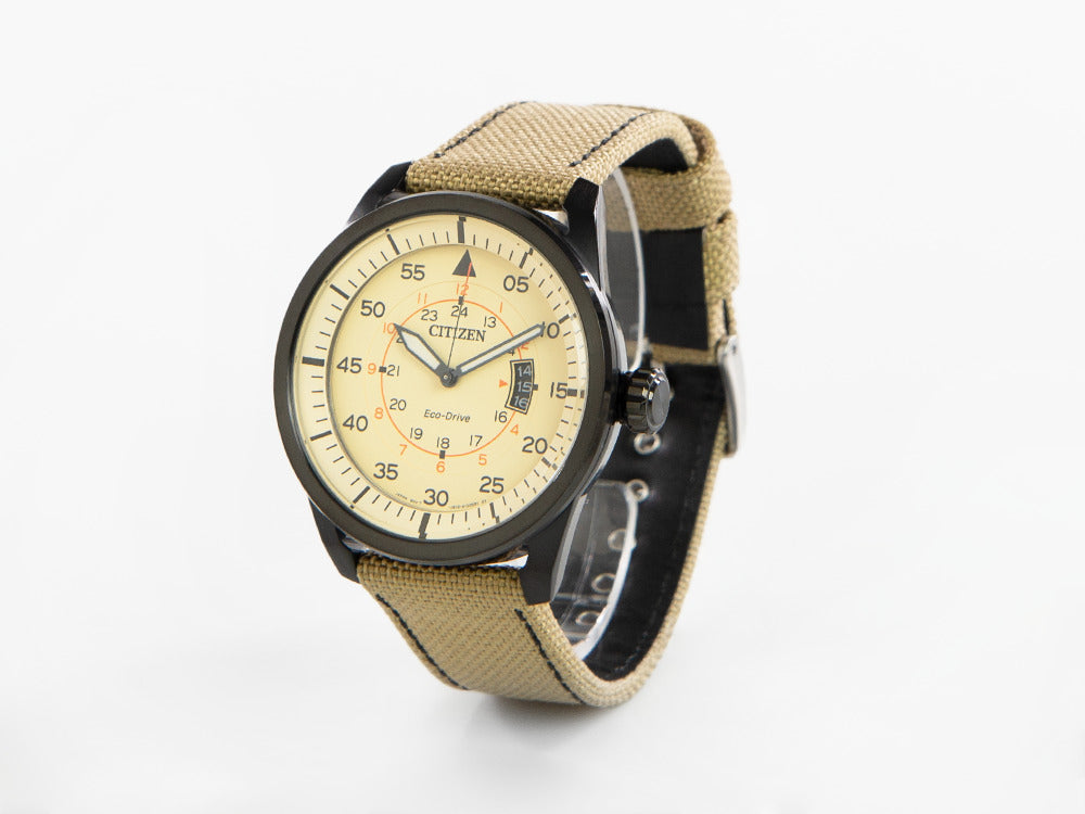 Reloj de Cuarzo Citizen OF Aviator, Beige, 45 mm, Textil, 10 atm, AW1365-19P