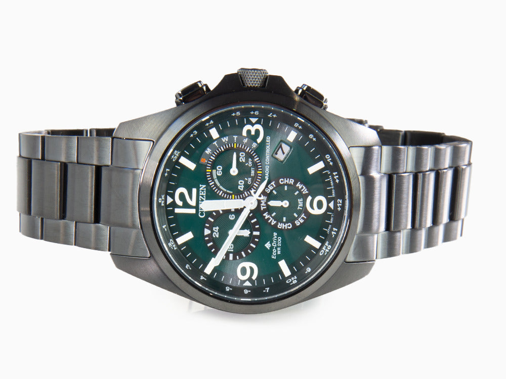 Reloj de Cuarzo Citizen Radio Controlled Crono Pilot, 45,4mm, Verde, CB5925-82X