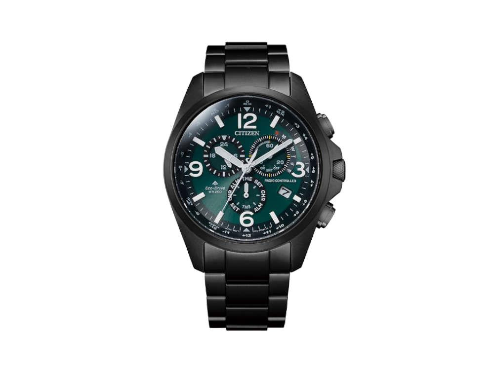 Reloj de Cuarzo Citizen Radio Controlled Crono Pilot, 45,4mm, Verde, CB5925-82X