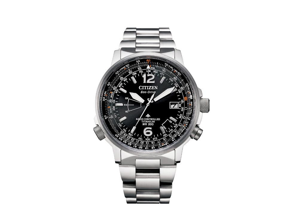 Reloj de Cuarzo Citizen Radio Controlled Pilot Super Titanium, Negro, CB0230-81E