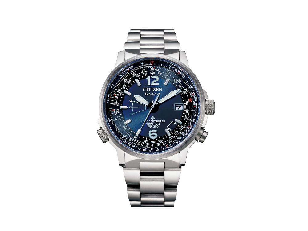 Reloj de Cuarzo Citizen Radio Controlled Pilot Super Titanium, Azul, CB0230-81L