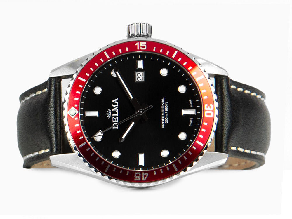 Reloj de Cuarzo Delma Diver Cayman, Negro, 42 mm, 20 atm, 41601.708.6.036