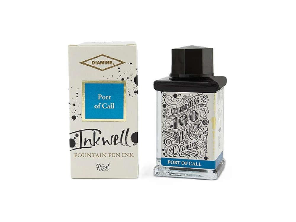 Tintero 160th Anniversary Port Of Call Diamine, 75ml., Azul, Cristal