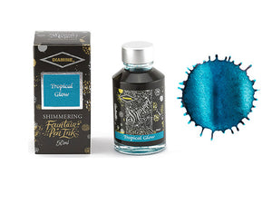 Tintero Diamine Shimmering Tropical Glow, 50ml, Azul, Cristal