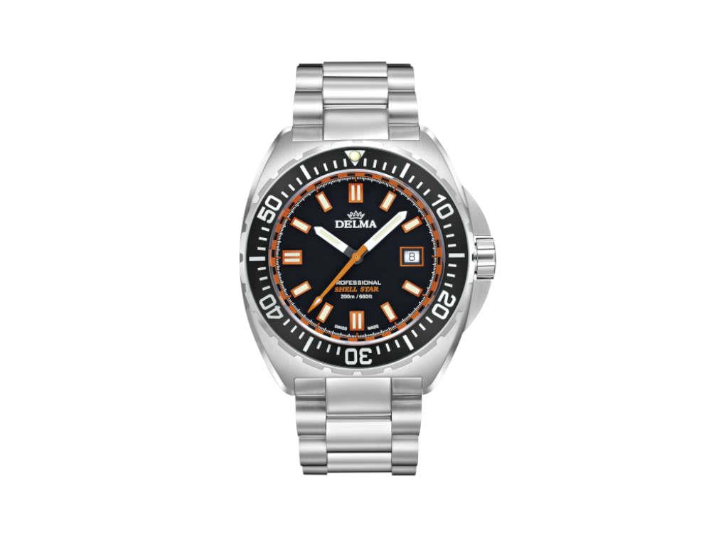 Reloj de Cuarzo Delma Diver Shell Star, Negro, 44 mm, 20 atm, 41701.676.6.031