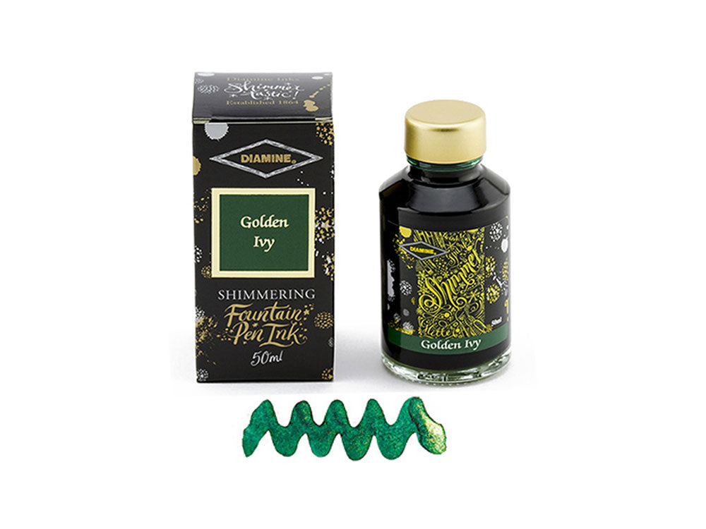 Tintero Diamine Shimmering Golden Ivy, 50ml., Cristal