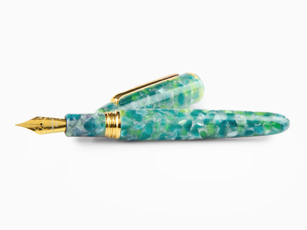 Pluma Estilográfica Esterbrook Estie Oversize Sea Glass, PVD Oro, ESG806