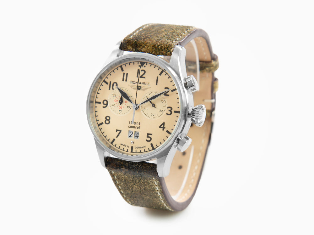 Reloj de Cuarzo Iron Annie Cockpit, Beige, 42 mm, Cronógrafo, Día, 5186-5