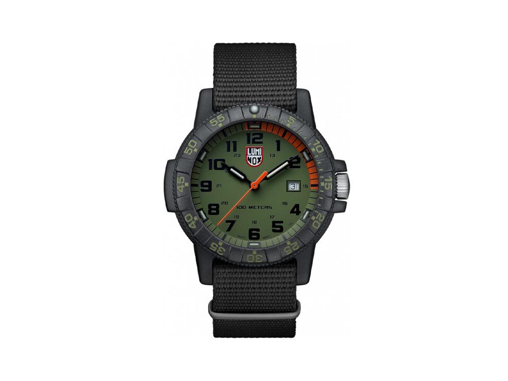 Reloj de Cuarzo Luminox Sea Turtle Giant, Verde, Carbono, 44 mm, 10 atm, Día