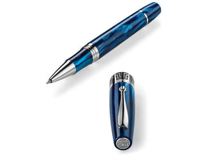 Roller Montegrappa Extra 1930 Mediterranean Blue, Adornos en plata, ISEXFR2B