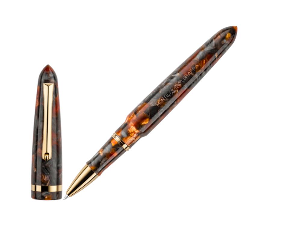 Roller Montegrappa Venetia Plume Agate, Naranja, PVD Oro, ISVENRAJ