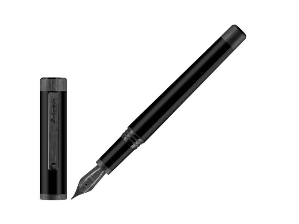 Pluma Estilográfica Montegrappa Zero, Rutenio Ultra Negro, ISZEI-4C