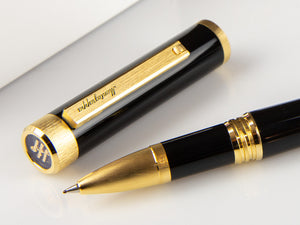 Roller Montegrappa Zero, Resina Negra, Adornos en oro, ISZETRBY