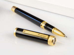 Roller Montegrappa Zero, Resina Negra, Adornos en oro, ISZETRBY