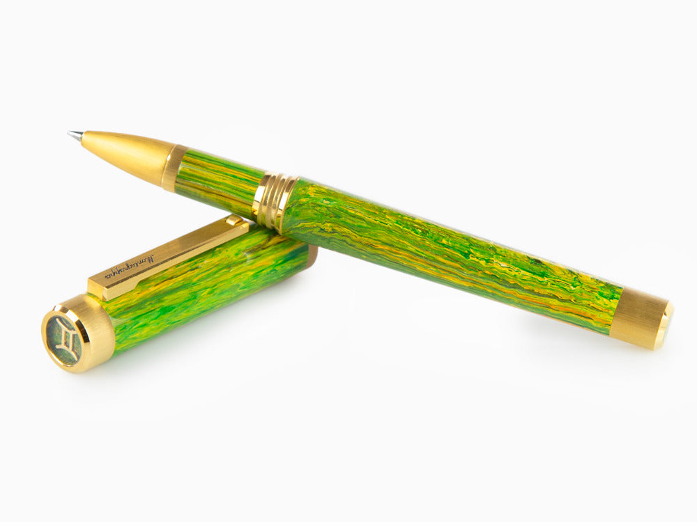 Roller Montegrappa Zero Zodiac Geminis, Verde, PVD Oro, ISZEZRIY-G7