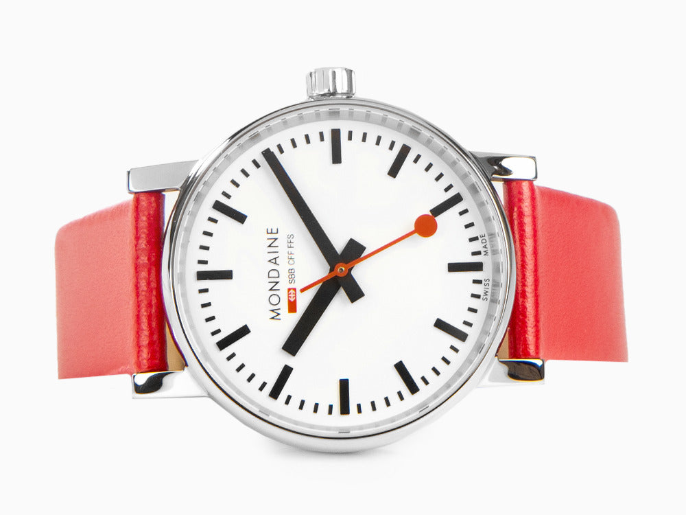 Reloj de Cuarzo Mondaine SBB Evo2, Blanco, 35 mm, Correa de piel, MSE.35110.LC