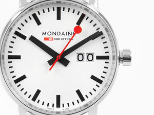 Reloj de Cuarzo Mondaine SBB Evo2 Big, Blanco, 40 mm, Día, MSE.40210.SM