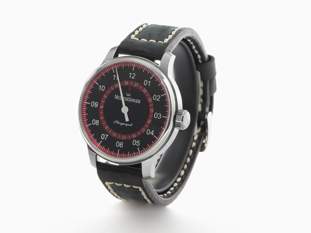 Reloj Automático Meistersinger Perigraph, 43 mm, Negro, Rojo, AM1002R