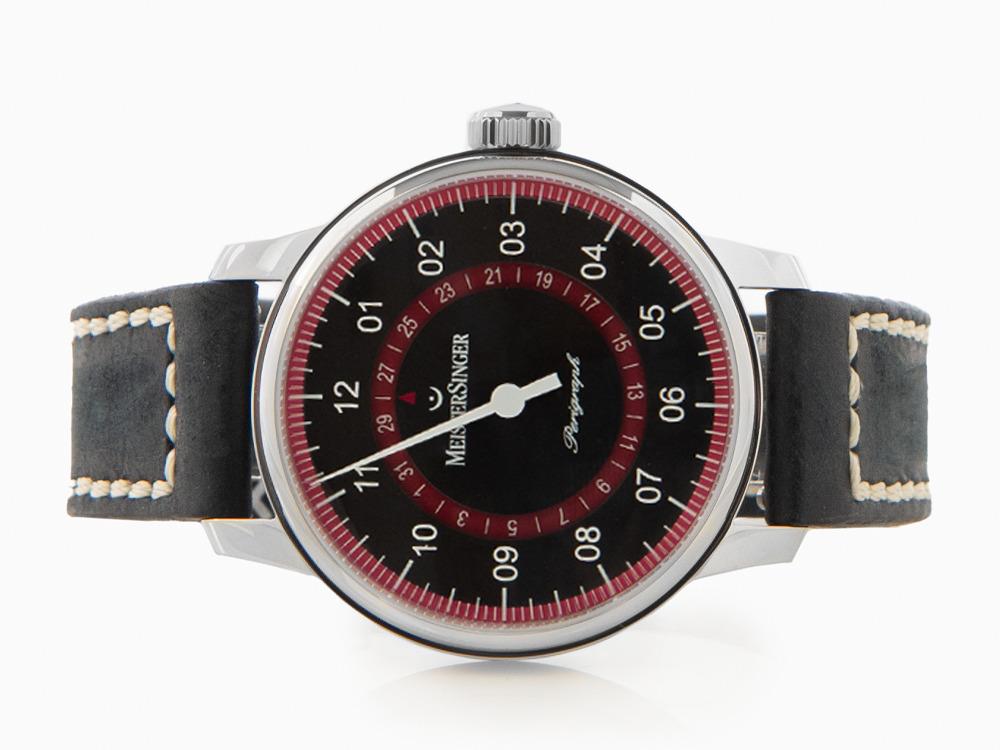 Reloj Automático Meistersinger Perigraph, 43 mm, Negro, Rojo, AM1002R