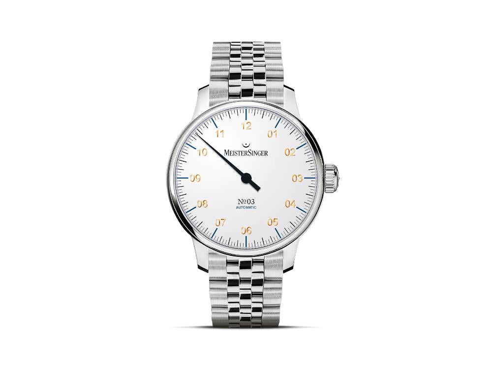 Reloj Automático Meistersinger N3, SW 200, 43 mm, Blanco, 38Horas, AM901G-MGB20