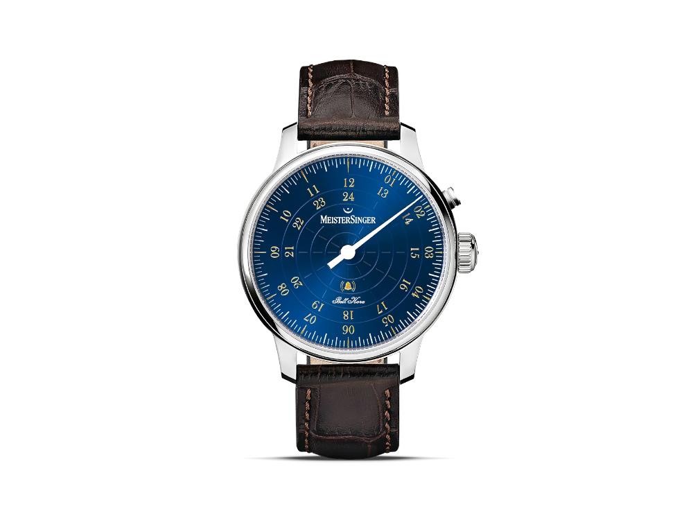 Reloj Automático Meistersinger Bell Hora, SW 200, Azul, 43 mm, BHO918G