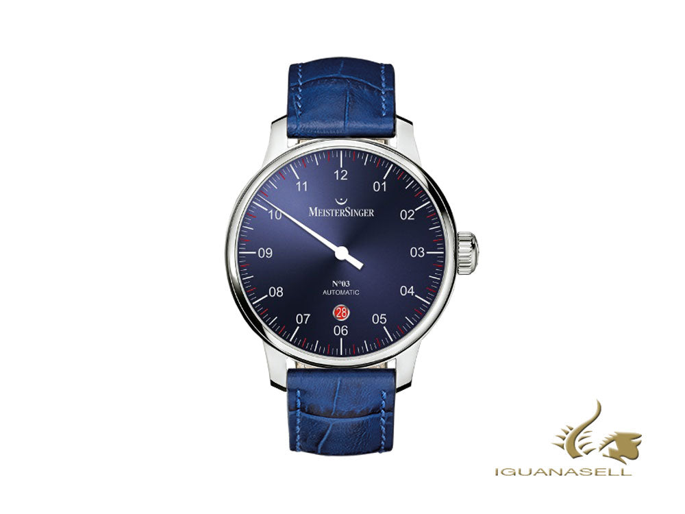 Reloj Automático Meistersinger N3 - 40 mm, Azul, 40mm, Azul, Día, DM908-SG04