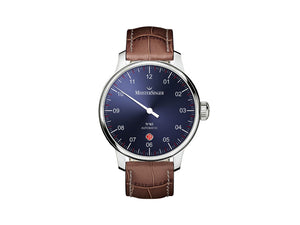 Reloj Automático Meistersinger N3 - 40 mm, Azul, 40mm, marrón, Día, DM908-SG02