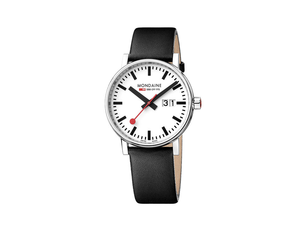 Reloj de Cuarzo Mondaine SBB Evo2 Big, Blanco, 40 mm, Día, MSE.40210.LB