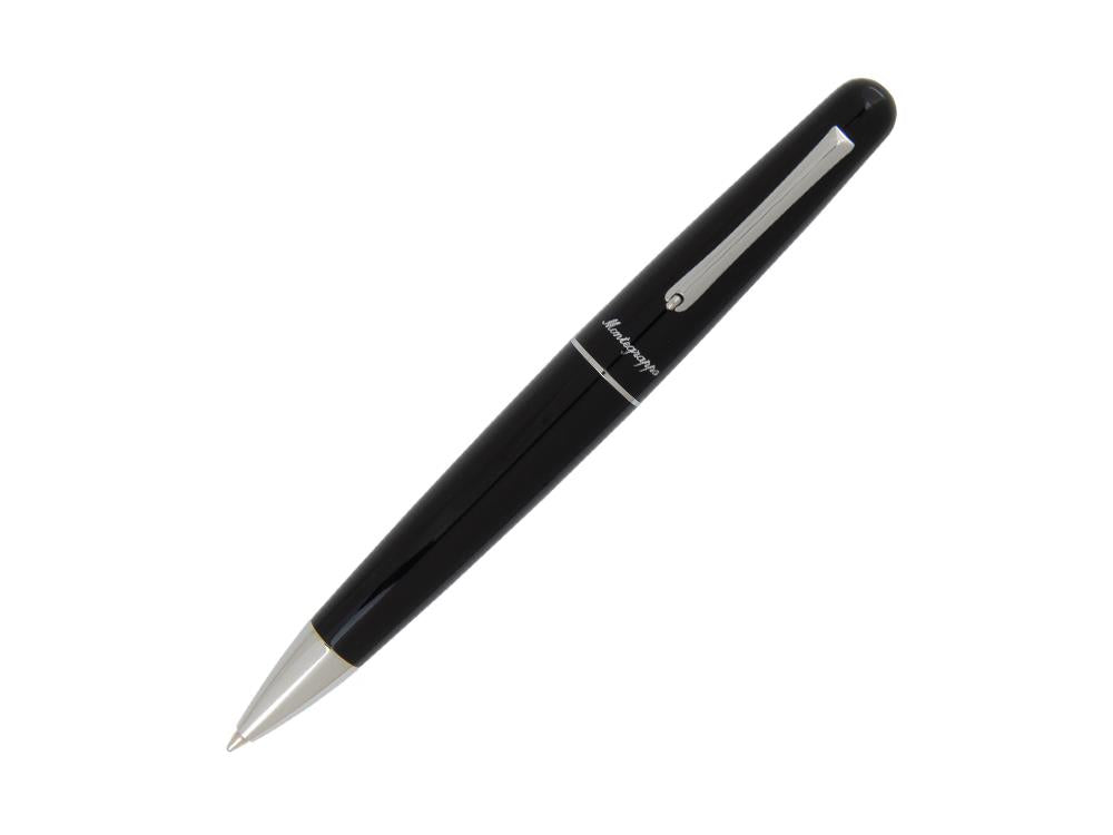 Bolígrafo Montegrappa Elmo 01, Resina Negra, Acero Inoxidable, ISEORBAC