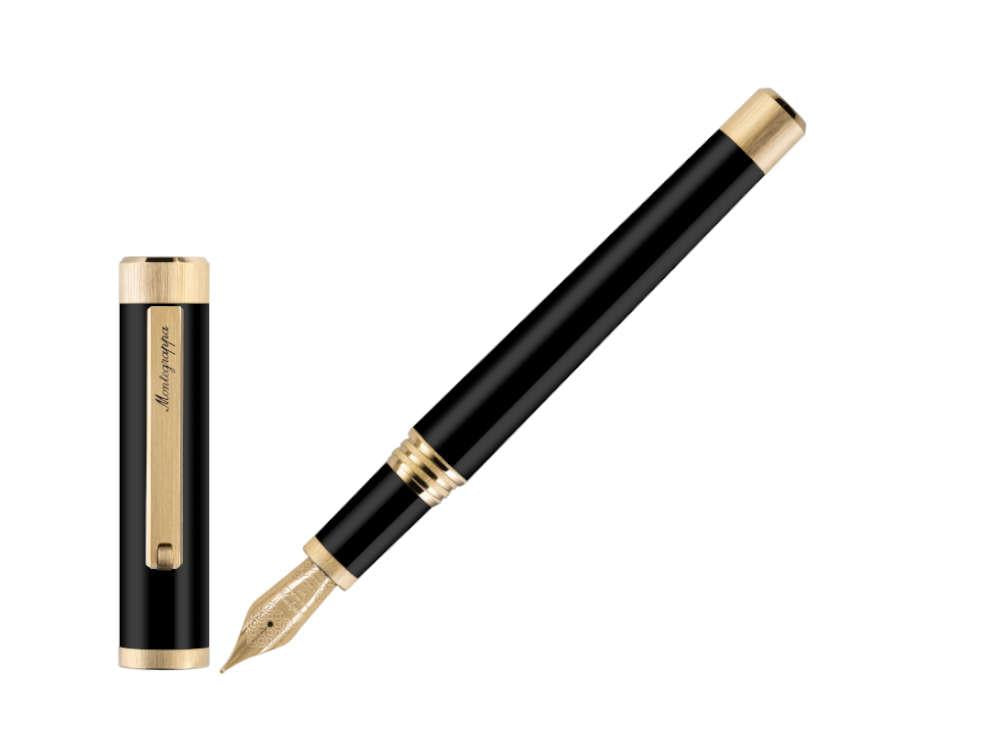 Pluma Estilográfica Montegrappa Zero, Resina Negra, Adorno oro, ISZEI-4Y