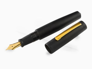 Pluma Estilográfica Nakaya Writer Black Hairline, Piccolo, Ebonita, Oro