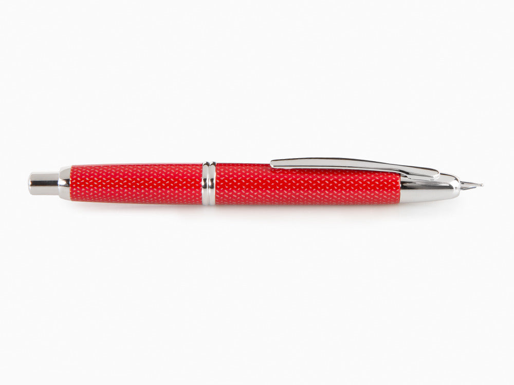 Pluma Estilográfica Pilot Capless, Fibra de carbono, Rojo