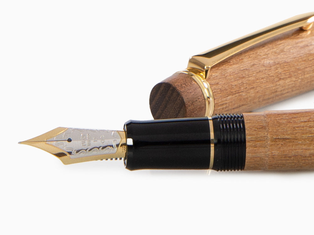 Pluma Estilográfica Pilot Custom Enju, Madera, Oro, Marrón, FKV-5MK-ME