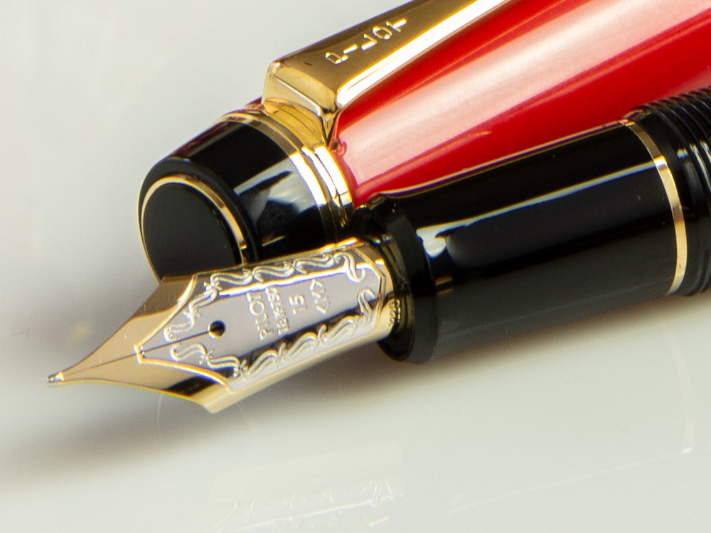 Pluma Estilográfica Pilot Custom 845 Red, Adornos PVD Oro, FKV-5MR-R