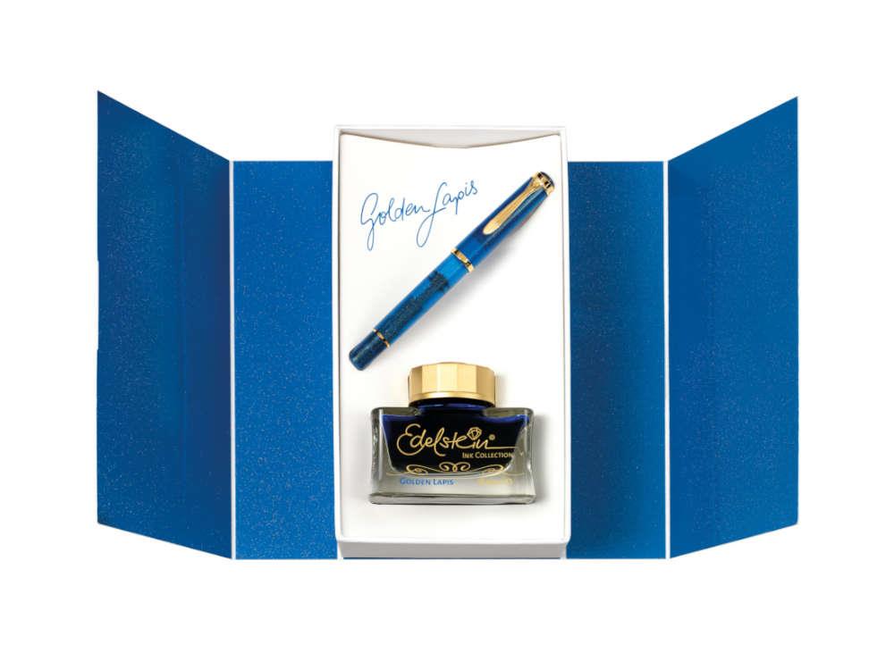 Set Estilográfica Pelikan M200 Golden Lapis, Edición Especial, 826082