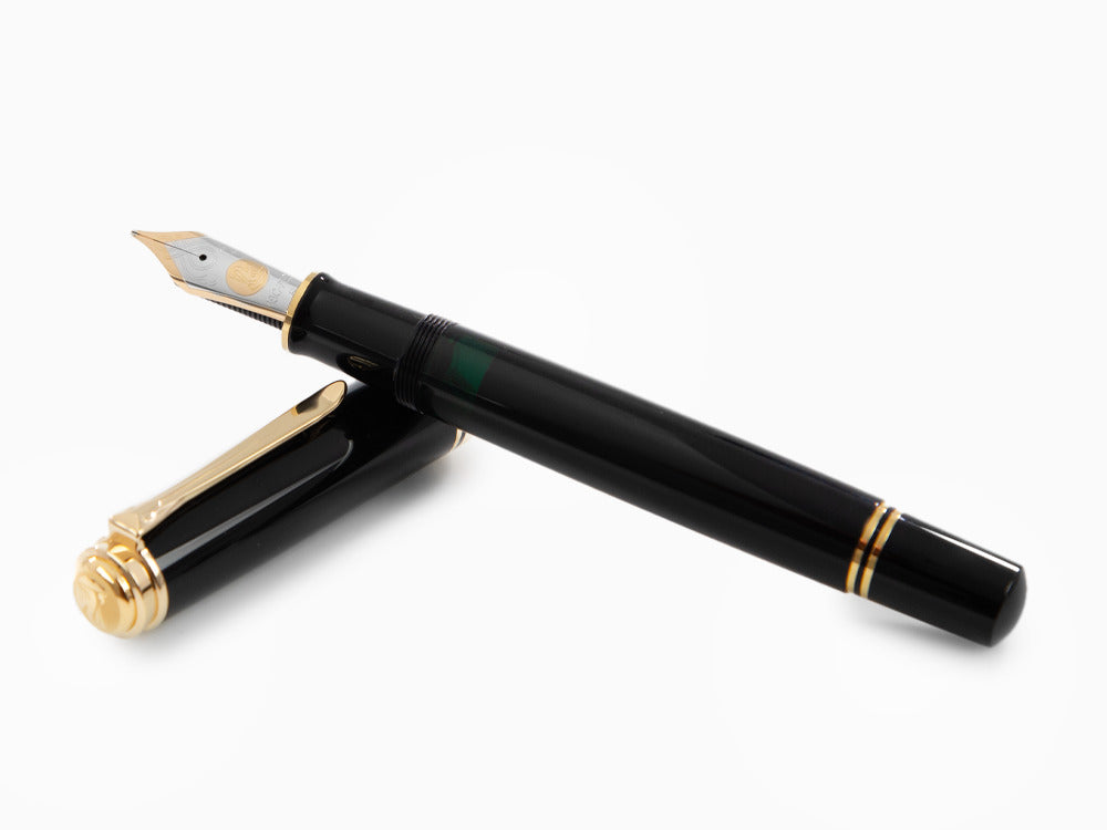 Pluma Estilográfica Pelikan M1000, Resina Negra, Adornos en oro, 987396